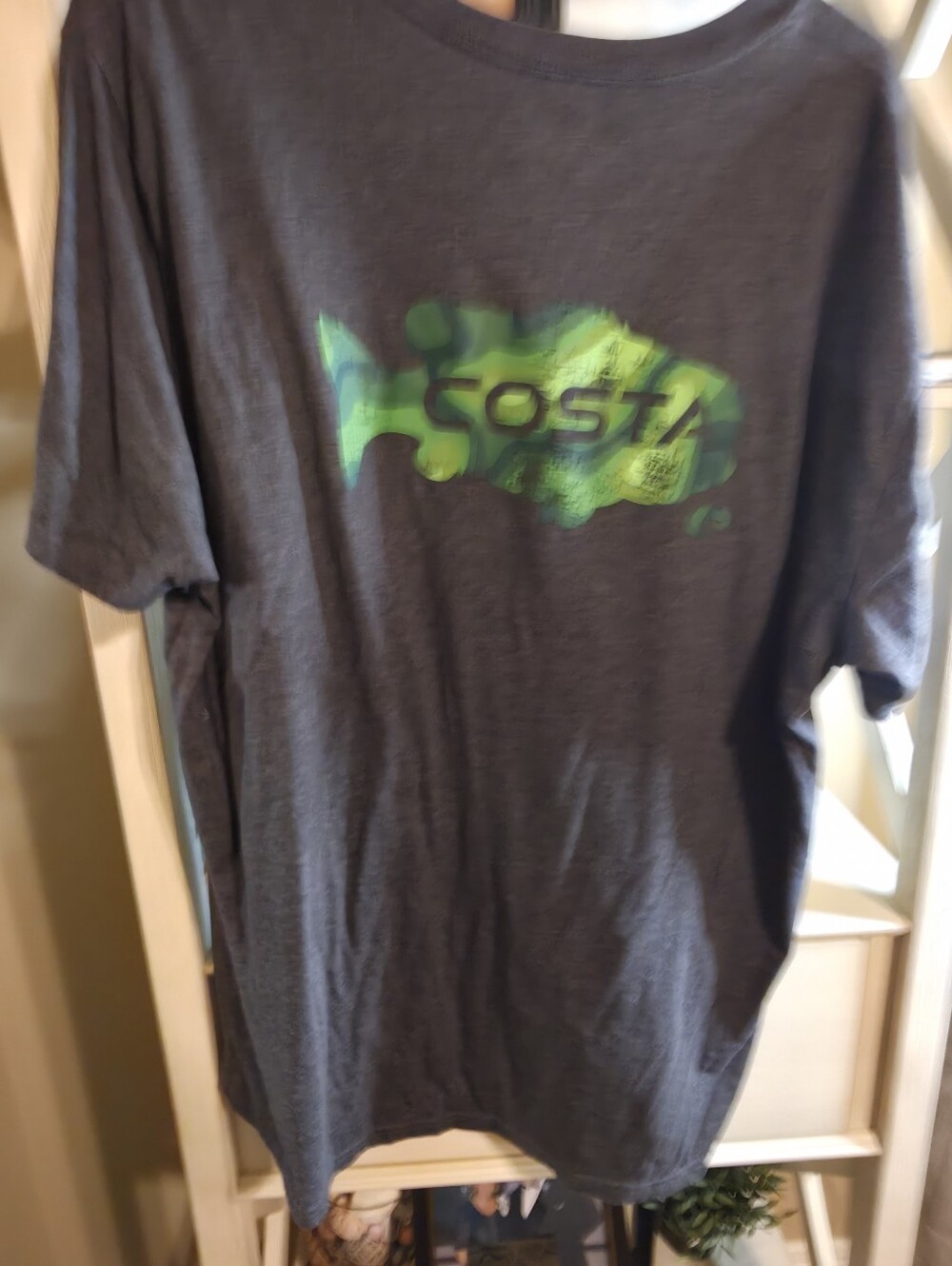 Costa Charcoal Short Sleeve Tee with Lime Green Fish Graphic